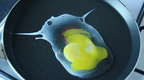 Fried egg in a pan time lapse Stock Footage 57638790