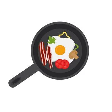 Fried egg in a pan with vegetables Stock Illustration