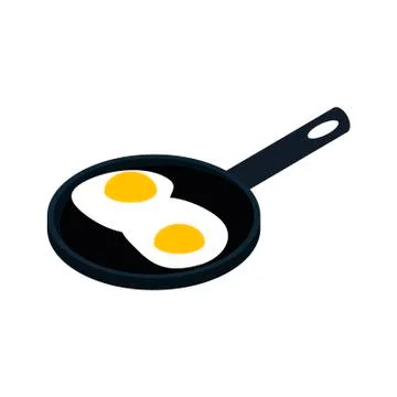 Fried egg on a pan on white background. Vector illustration. EPS 10. Illustrazione stock
