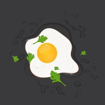 Fried egg with  parsley vector illustration Stock Illustration