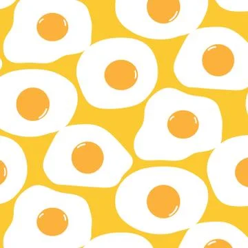 Fried Egg Pattern With Yellow Background. Stock Illustration
