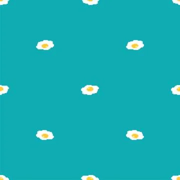 Fried egg pixel art pattern seamless. 8 bit Vector texture Stock Illustration