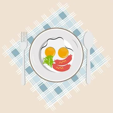 Fried egg on plate from above vector graphics, Various eggs Stock Illustration