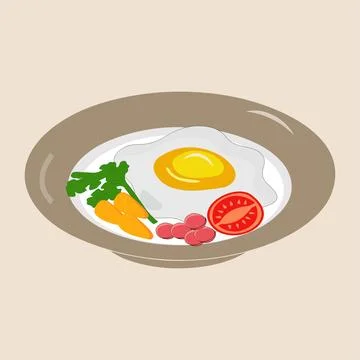 Fried egg on plate from above vector graphics, Various eggs Stock Illustration