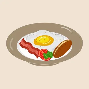 Fried egg on plate from above vector graphics, Various eggs Stock Illustration