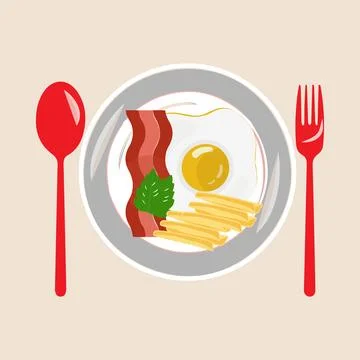 Fried egg on plate from above vector graphics, Various eggs Stock Illustration