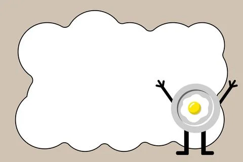 Fried Egg on Plate Background with Soft Copy Space Stock Illustration