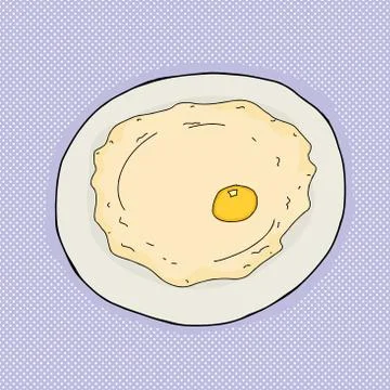 Fried egg in plate Stock Illustration