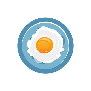 Fried egg on plate illustration Illustrazione stock