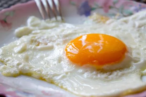 Fried egg on a plate Stock Photos
