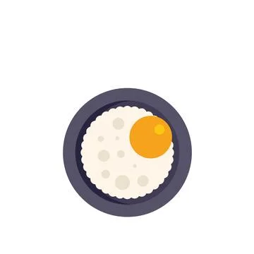 Fried egg on a plate top view minimal illustration Stock Illustration