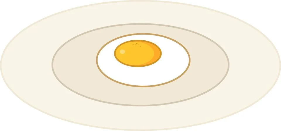 Fried Egg on Plate Vector Illustration Stock Illustration