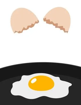 Fried egg preparing, eggshell Stock Illustration