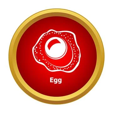 Fried egg red circle icon breakfast symbol Stock Illustration