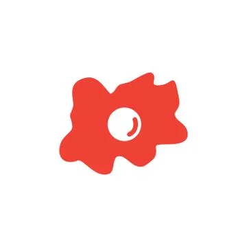 Fried Egg Red Icon On White Background. Red Flat Style Vector Illustration. イラスト素材