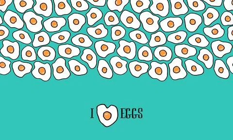 Fried egg seamless pattern banner design Illustrazione stock