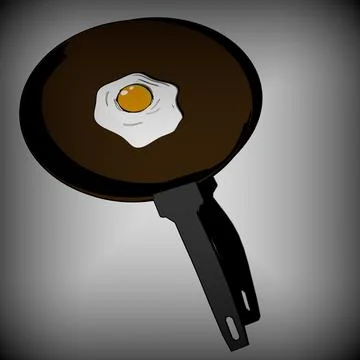Fried Egg Served on a Dark Brown Plate Viewed from Above 스톡 일러스트