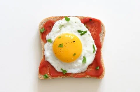 Fried Egg On Slice Of Toast Isolated Stock Photos