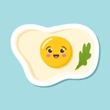 Fried egg sticker icon in flat style. Omelet vector illustration on isolate.. Stock Illustration