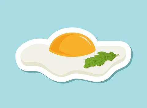 Fried egg sticker icon in flat style. Omelet vector illustration on isolate.. Stock Illustration