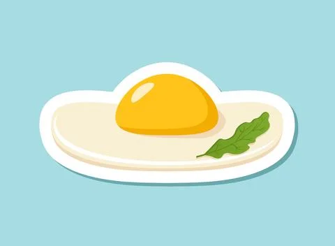 Fried egg sticker icon in flat style. Omelet vector illustration on isolate.. Stock Illustration