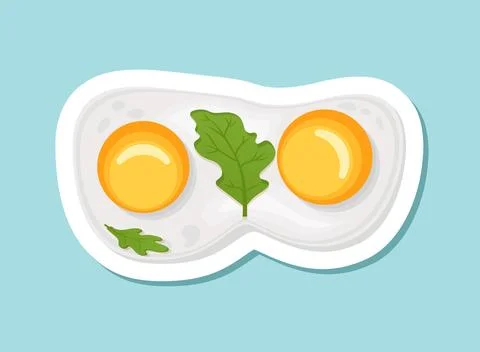 Fried egg sticker icon in flat style. Omelet vector illustration on isolate.. Stock Illustration
