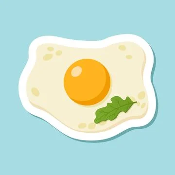 Fried egg sticker icon in flat style. Omelet vector illustration on isolate.. Stock Illustration