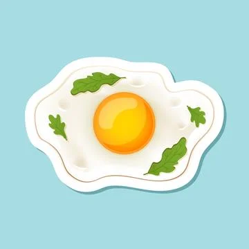 Fried egg sticker icon in flat style. Omelet vector illustration on isolate.. Stock Illustration
