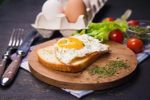 Fried egg in studio Stock Photos