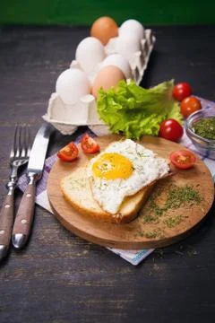 Fried egg in studio Stock Photos