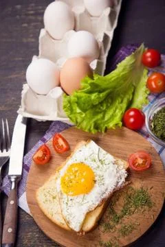 Fried egg in studio Stock Photos