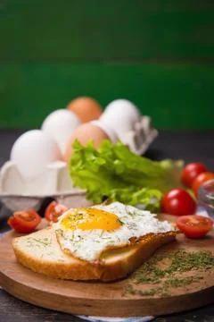 Fried egg in studio Stock Photos