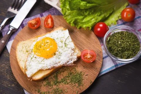 Fried egg in studio Stock Photos