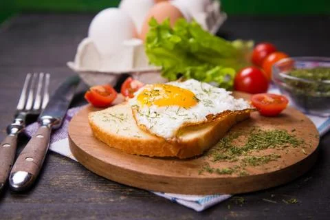 Fried egg in studio Stock Photos