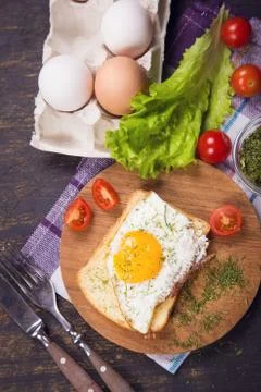 Fried egg in studio Stock Photos