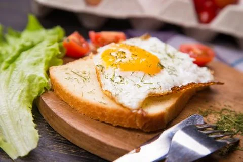 Fried egg in studio Stock Photos