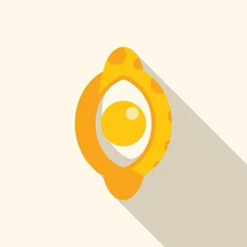 Fried egg sunny side up with long shadow on white background Stock Illustration