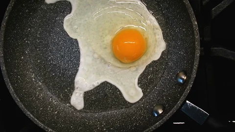 Fried egg, sunny side up with salt and pepper.￼ Stock Footage 119187465