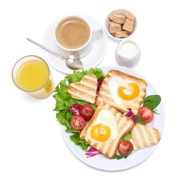 Fried Egg on Toast Bread isolated on white background Stock Photos