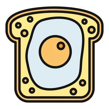 Fried egg on toast icon representing breakfast food Stock Illustration