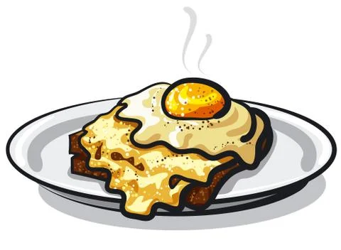 Fried egg with toast Stock Illustration