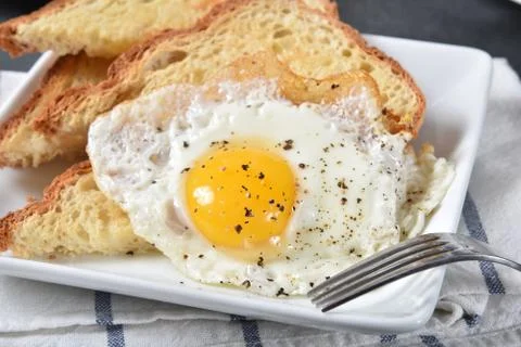 Fried egg on toast Stock Photos