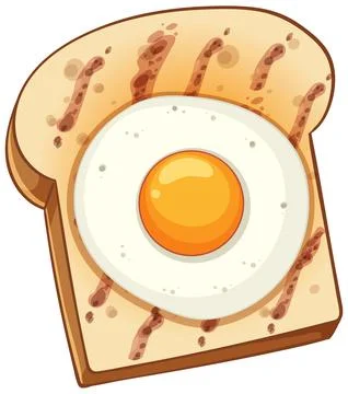 Fried Egg on Toast Vector Illustration Stock Illustration