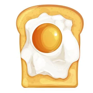 Fried egg with toasted bread sandwich top view in cartoon style isolated on Illustrazione stock