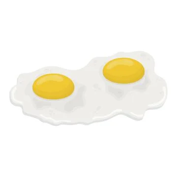Fried egg with two yolks side view. illustration on a white background Stock Illustration