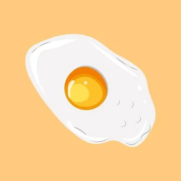 Fried egg vector illustration, yellow background. Stock Illustration