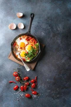 Fried egg with vegetables Stock Photos