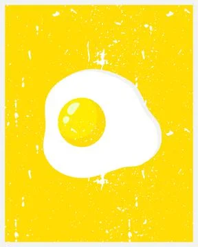 Fried Egg with yellow background, breakfast fried hen or chicken egg - ready  Stock Illustration