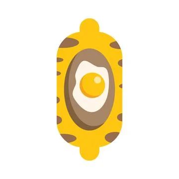 Fried egg on a yellow plate with spots looking like a funny face Stock Illustration
