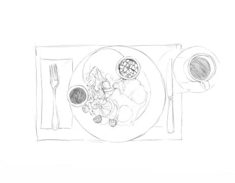 A fried eggbreakfast with egg and coffee Illustrazione stock